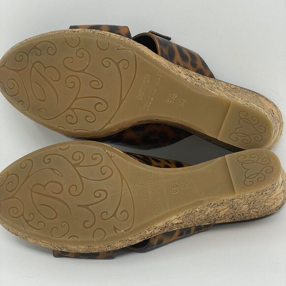 Brighton Summer Leopard Print Cork Wedge Sandals Size 6.5 - Picture 10 of 10